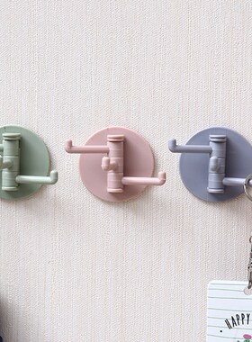 Rotating Hook Self-adhesive Towel Rack Bathroom Wall Shelf F