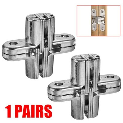 1 Pair Furniture Hinges Invisible Cross Concealed Door Cabin