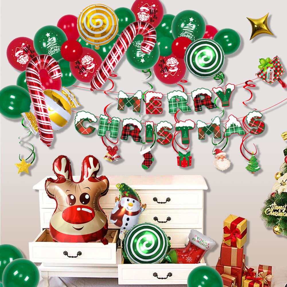christmas  decoration banner balloon kit home party pub livi