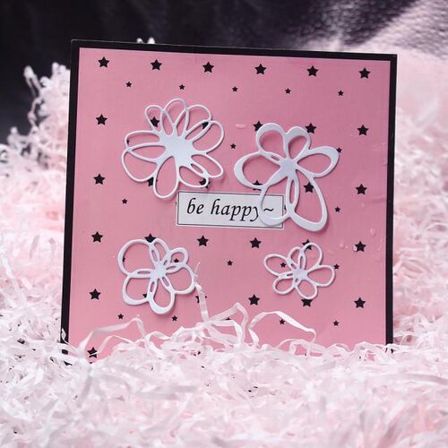 4pcs Happy Flowers Dies Metal Cutting Dies Card Making Scrap