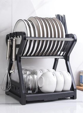 2 Layers Dish Drying Rack With Drainboard Drainer Kitchen Co