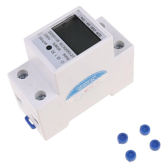 Digital Energy Meter Din Rail Mount 5-80A LCD Backlight Digi