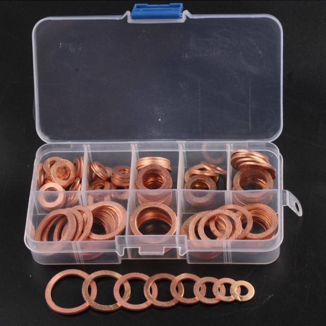 120/150Pcs/Set Solid Copper Crush Washers 8 Sizes Assorted S