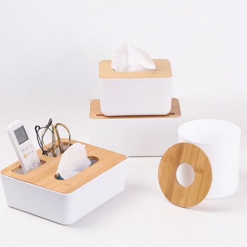 Removable Plastic Tissue Box with Wooden Cover RC Paper Hold
