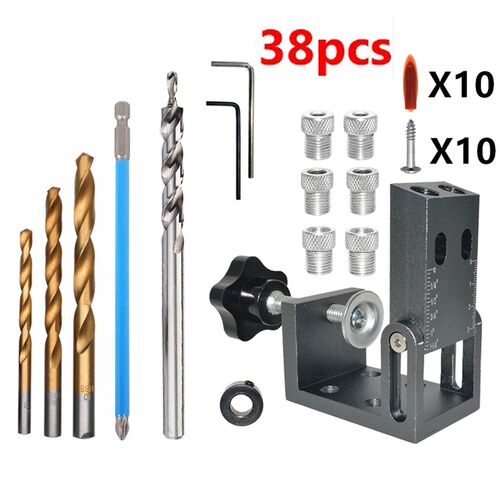 38pcs 15-Degree Woodworking Oblique Pocket Hole Locator Dril