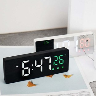 functional Clock Multi Snooze Digital Mirror LED Alarm