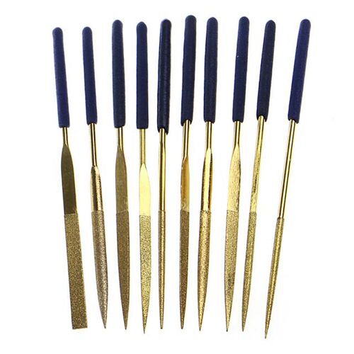 10Pcs/Set Titanium Diamond Coating Needle Flat Files Set 适