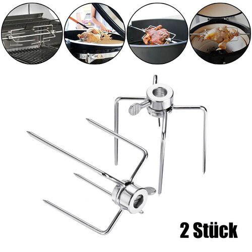 2Pcs/set Rotisserie BBQ Forks Iron Chrome Chicken Grill Roti