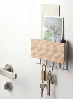 Wood Wall Hanging Shelf Key Rack Decorative Sundries Storage