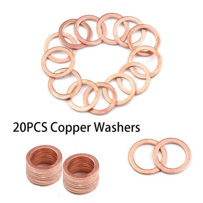 20/50Pcs Assorted Copper Washer Flat Ring Gasket Set Solid S
