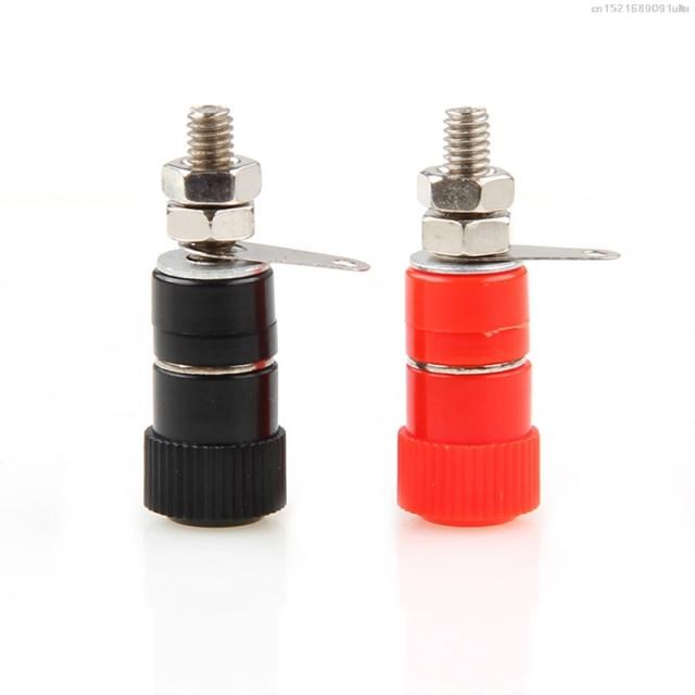 2018 2pcs 4mm Red + Black Banana socket Binding Post Nut Ban