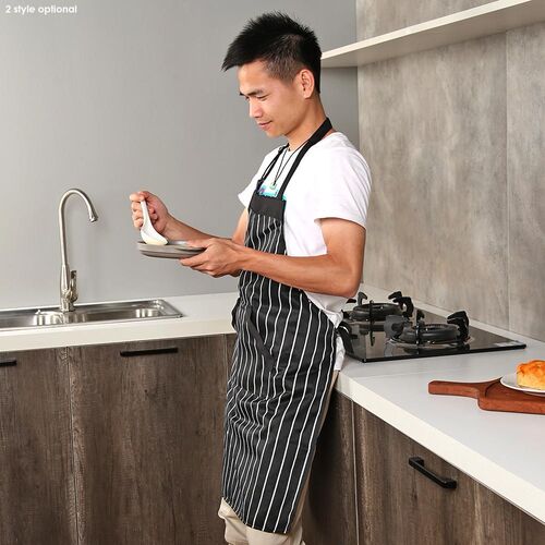 Waterproof Striped Apron Cotton Kitchen Restaurant Cooking P