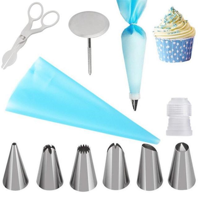 10PC/SET Silicone DIY Icing Piping Cream Pastry Bag+6pc Cake