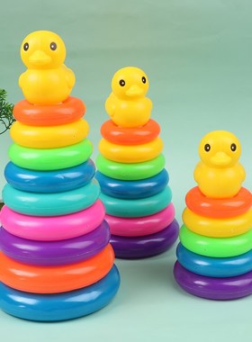 1Pc Children's Little Yellow Duck Jenga Rainbow Tower Stacki