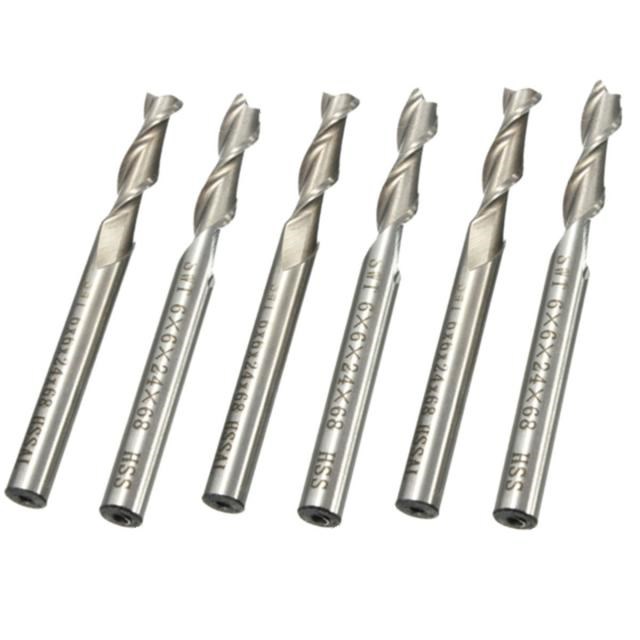5Pcs 6mm Two 2 Flute End Mill Cutter HSS&Aluminium Extended