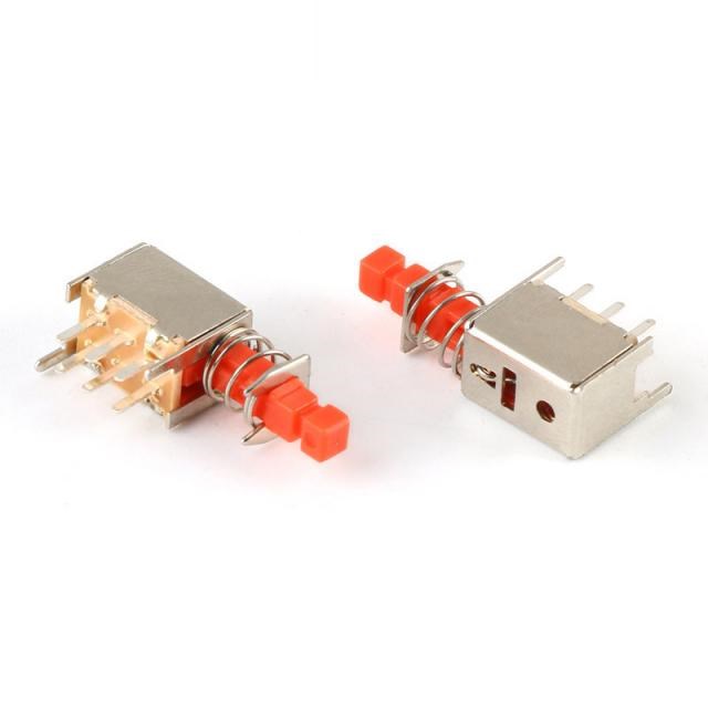 20PCS 6Pins Key Switch PS-22F02 Self Locking Switch Red Push