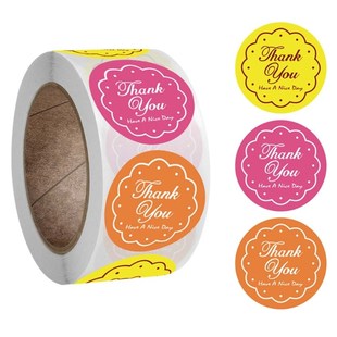 500pcs/roll Round Thank You Stickers Handmade Gift Package S