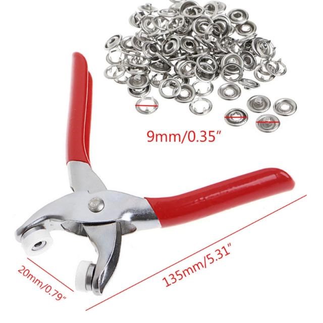 Metal Prong Ring Snap Fasteners Press Studs Plier 9.5mm X7YF