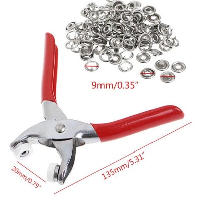 Metal Prong Ring Snap Fasteners Press Studs Plier 9.5mm X7YF