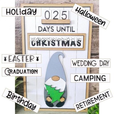 Christmas All Year Events Countdown Sign Interchangeable Gno