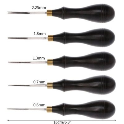 Leather Edge Creaser Steel Blade Ebony Blackwood Shallow Gro