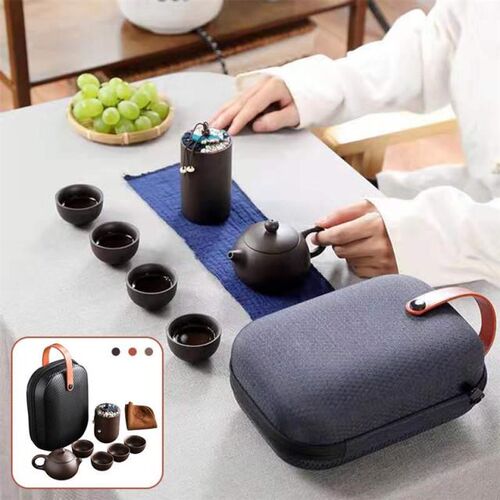 4 Cups Purple Clay Tea Set Ceramic Portable Teapot Outdoor T