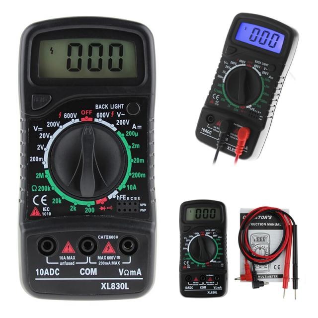 XL-830L Digital LCD Multimeter Voltmeter Ammeter AC/DC/OHM V