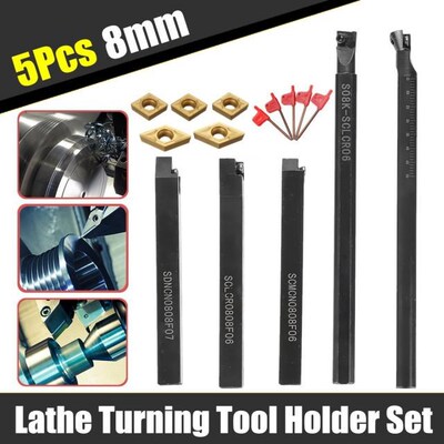 5Pcs 8MM Alloy Steel Indexable Lathe Turning Tool Holder Set