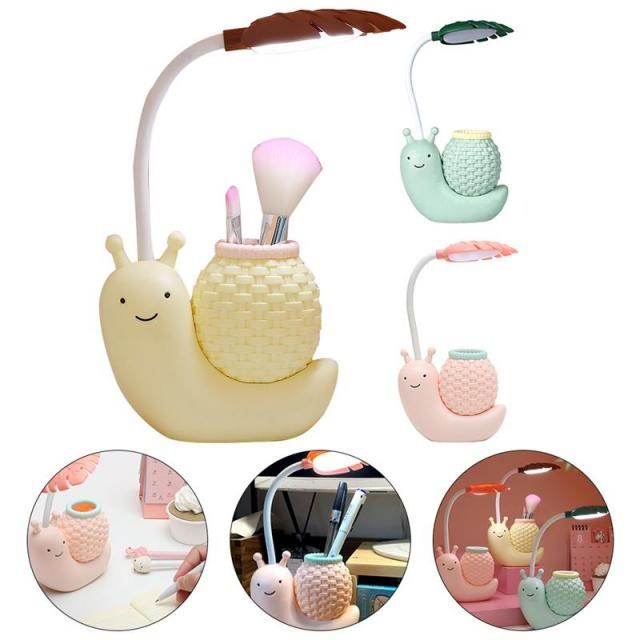 LED Table Lamp With Pen Holder USB Charging Desk Lamp Cute D