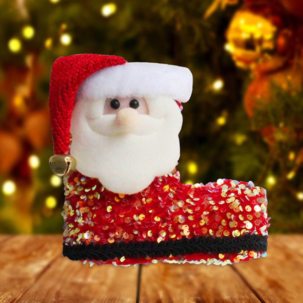 3D Cute Cloth Christmas Stockings Santa Claus Socks Sequined