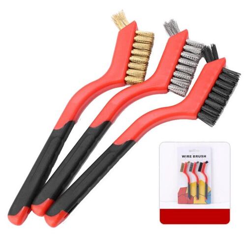 3Pcs Wire Brush Set Stainless Steel Copper Wire with Curved