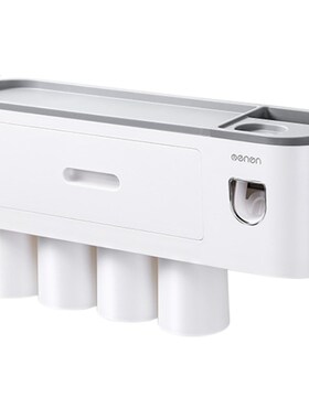 MENGNI Toothbrush Rack With 4 Cups For A Family Free Punchin