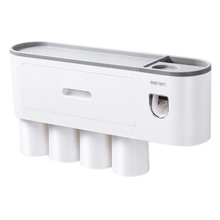 MENGNI Toothbrush Rack With 4 Cups For A Family Free Punchin