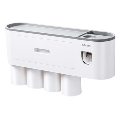 MENGNI Toothbrush Rack With 4 Cups For A Family Free Punchin
