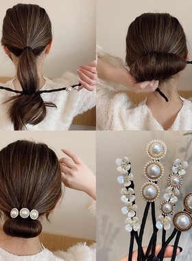 Elegant Fashion Flower Pearl Hairpin Bun Maker Twist Headban