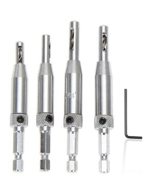 4pcs/set Center Drill Bit Doors Self Centering Hinge Tapper