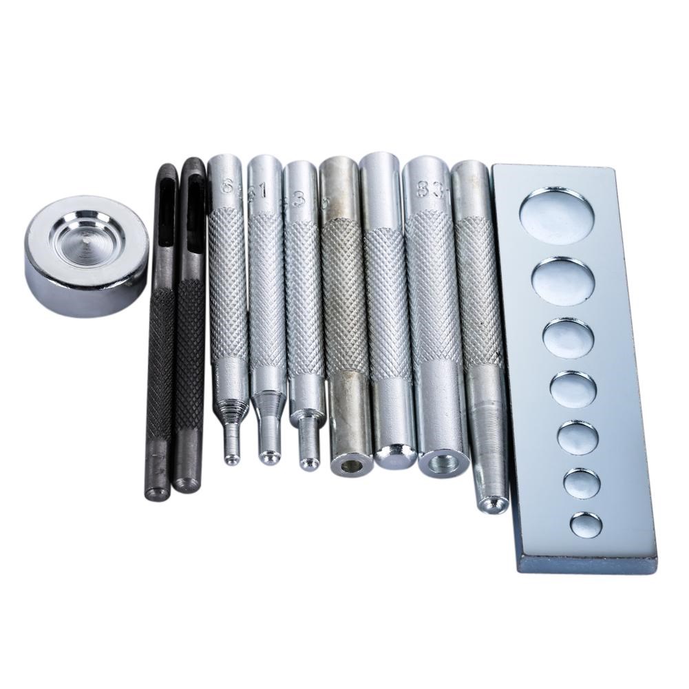 11pcs DIY Leather Tool Die Punch Hole Snap Rivet Fastener Bu