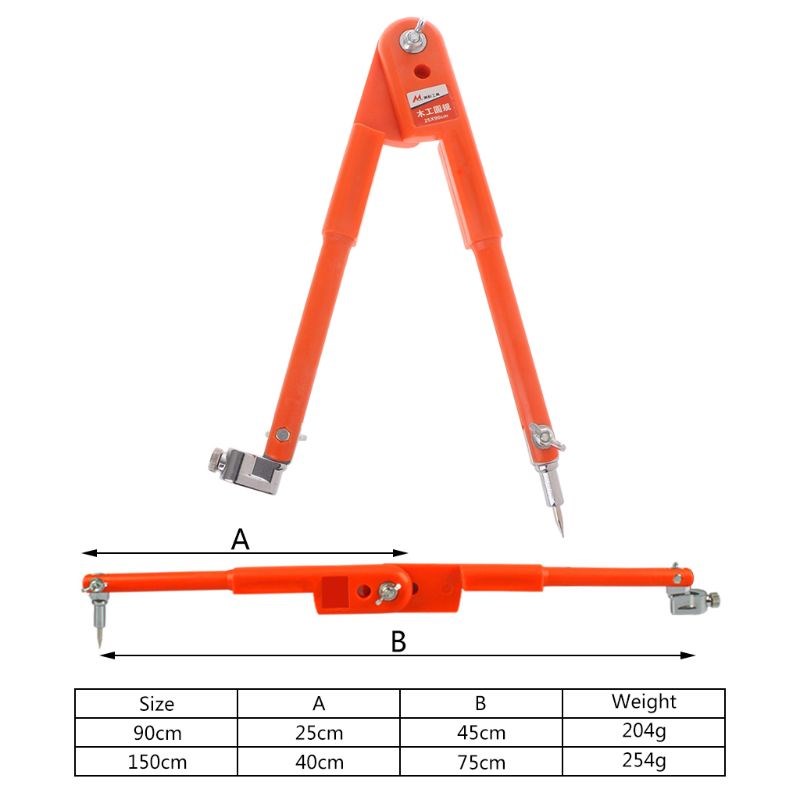 Carpenter Precision Pencil Compasses Large Diameter Adjustab