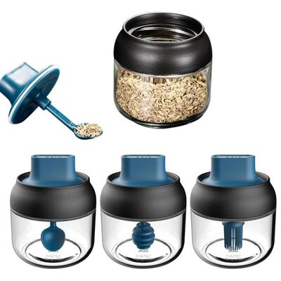Kitchen Glass Spice Jars Honey Pots Oil Bottle Salt Shake Se