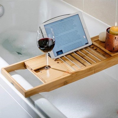 Adjustable Bamboo Bath Shelf Bathroom Accessories Organizer