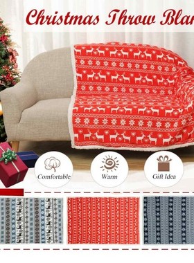 Christmas Elk Blanket Flannel Throw Blankets For Beds Double