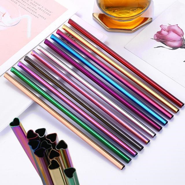 1Pc Creative Reusable Metal Drinking Straw Heart-shaped Pear