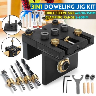 3 in 1 Wood Doweling Jig Pocket Hole Drilling Locator Jig ]W