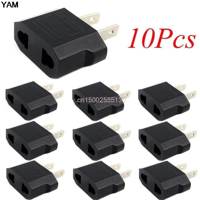 10pcs European Euro EU to US USA Plug Travel Charger Adapter