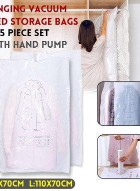5pcs/set Vacuum Bag for Clothes Foldable Transparent Compres