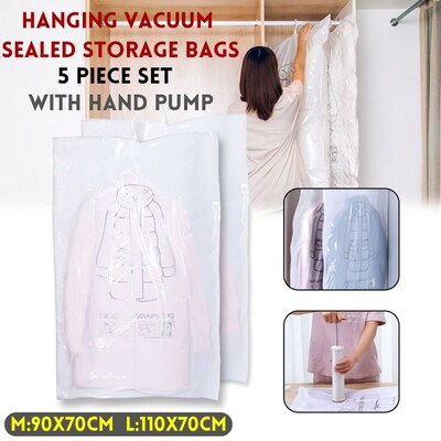 5pcs/set Vacuum Bag for Clothes Foldable Transparent Compres