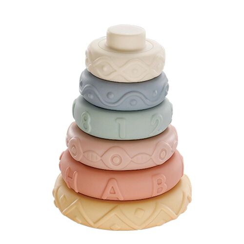 6pc/set Stacking Rings Montessori Toys Safe Soft Silicone Bu