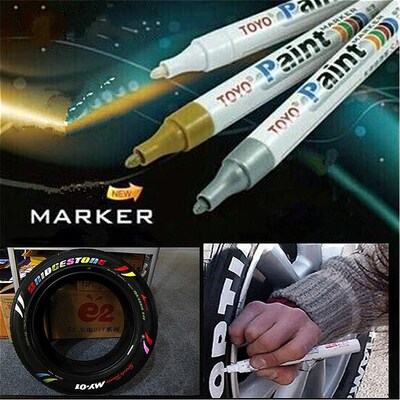 White Waterproof Rubber Permanent Paint Marker Pen Car Tyre