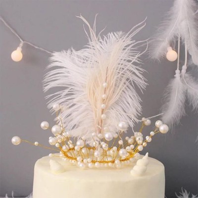 1pc Ostrich Feathers cake topper cake decoration DIY Jewelry