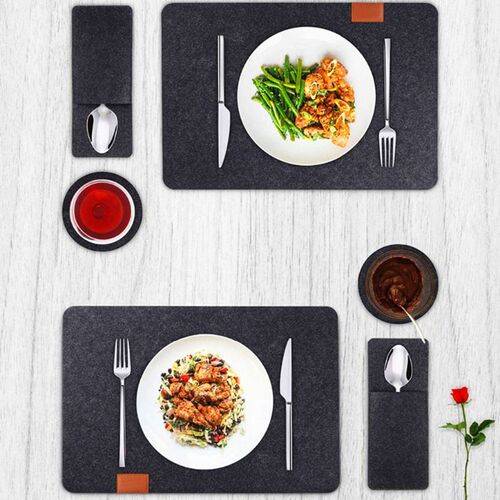 12 Pcs Washable Non-Slip Table Placemats Drink Coasters Cutl